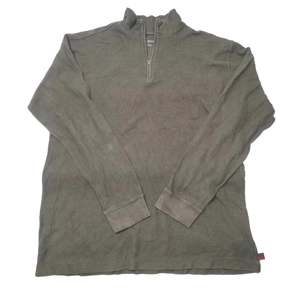 Woolrich Quarter-Zip Pullover Army Green Mens 2XL Cotton Knit Sweater 3XDRY